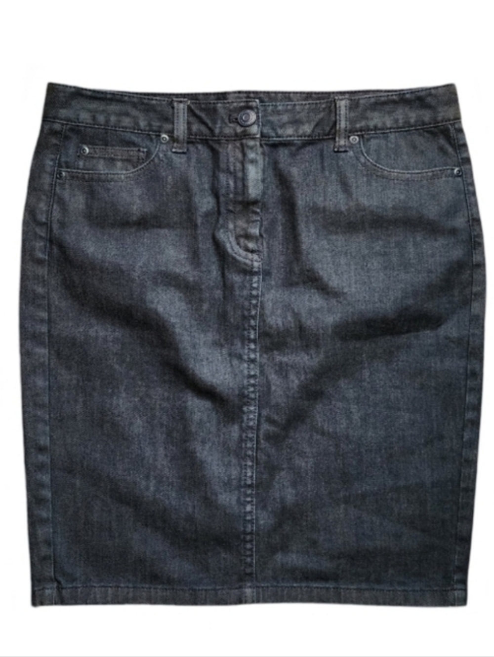 Ann Taylor Dark‎ Wash Blue Denim Pencil Midi Skirt Women's Size 10